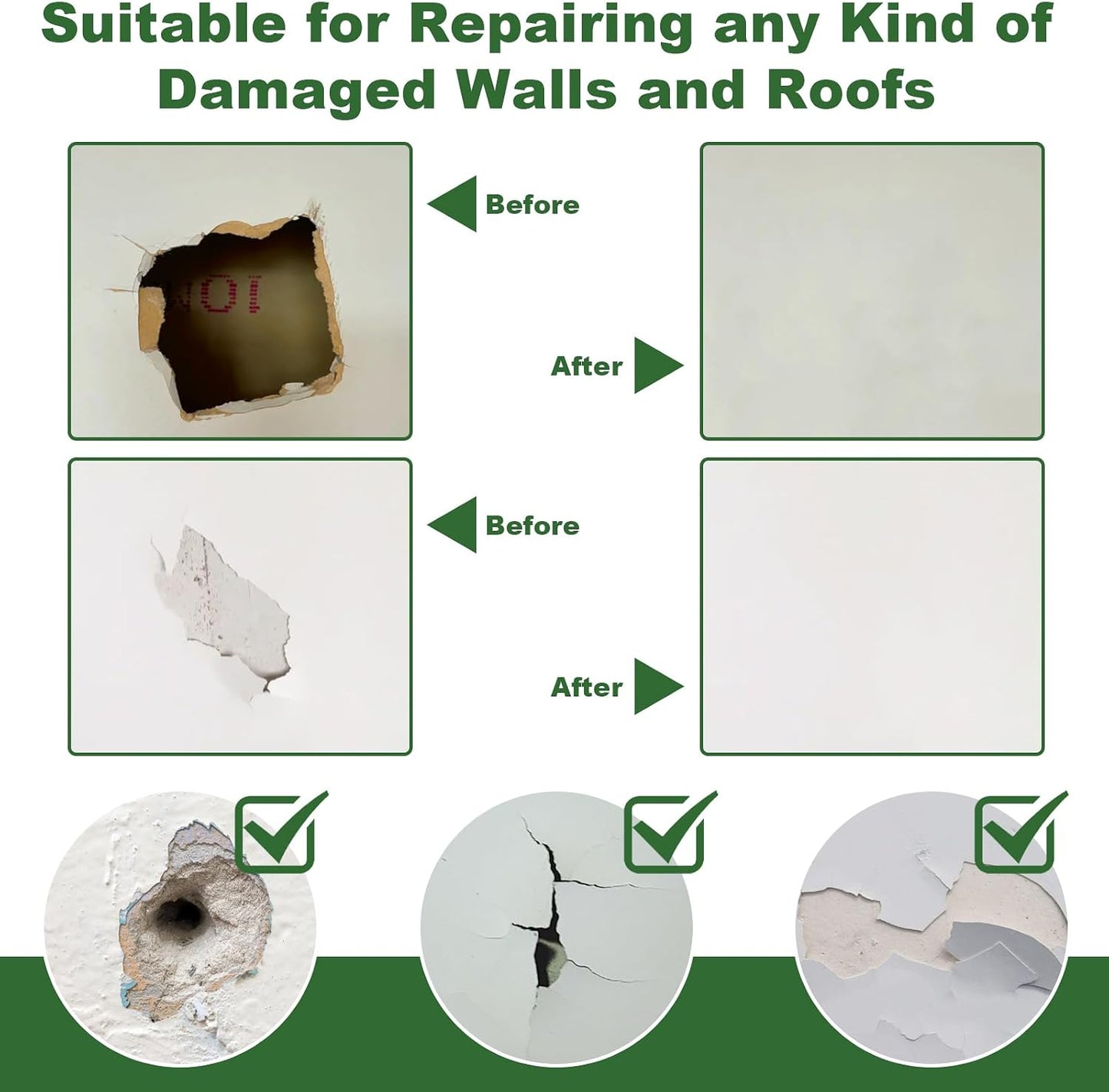 Drywall Repair Kit, 11 Pcs Drywall Patch, Dry Wall Web Repair Patch Kits for Holes, Plaster Sheetrock Repair Patching Kit with Scraper and Sandpaper