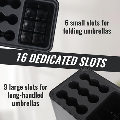 15 Umbrella Holder with Drip Tray, Umbrella Storage Indoor, Umbrellas Stand Rack Space, Saving Storage Organizer, Compact Umbrella Holder Indoor, Home Office Decor