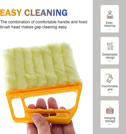 WZP 2PCS Blind Cleaner Duster Tool, Mini 7 Fingers Air Vent Cleaners | Handheld Washable Blind Cleaner, Universal for Blinds, Air Conditioner Vents, Fans Vents (Orange & Blue)