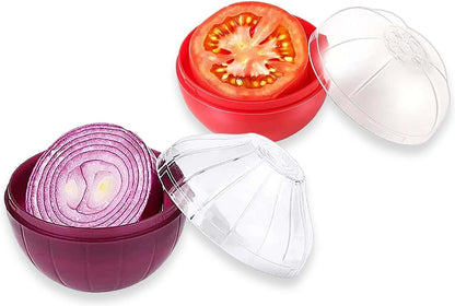 2PCS Tomato and Onion Storage Containers with Peeler, Freshness Keepers for Onion and Tomato, Ideal for Fridge Vegetable Crisper, Keeps Food Fresh Longer
