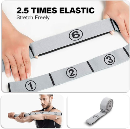 Stretch Strap, Elastic Yoga Stretching Strap, Multi-Loop for Physical Therapy, Pilates, Yoga, Dance & Gymnastics Exercise and Flexible Pilates Stretch Band