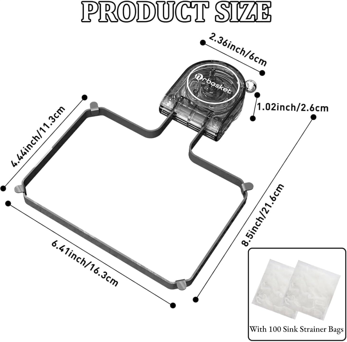 Kitchen Sink Strainer with Filter Mesh Bag, Food Waste Filter Basket, Suction Cup Folding Washing Vegetables and Fruits Drying Bag Holder