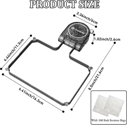 Kitchen Sink Strainer with Filter Mesh Bag, Food Waste Filter Basket, Suction Cup Folding Washing Vegetables and Fruits Drying Bag Holder