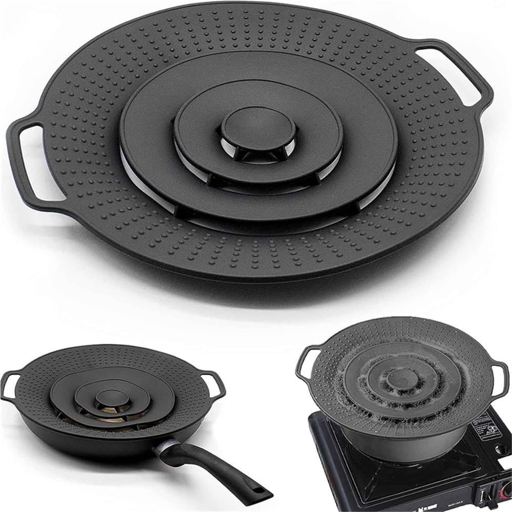 Universal 30cm Silicone Pot Lid - Reusable Spill Stopper For Pans And Pots(Black)
