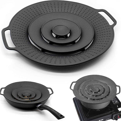 Universal 30cm Silicone Pot Lid - Reusable Spill Stopper For Pans And Pots(Black)