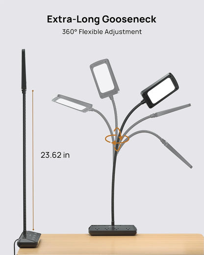 TROND LED Desk Lamp with Clamp, 1000LM Super Bright 3-Level Dimmable Desk Light 6000K Daylight, Extra-Long Flexible Gooseneck Clip on Light, Eye-Care Clamp Lamp for Painting, Workbench,Reading, Sewing | 6000K Daylight Extra-Long Flexible Gooseneck Clip