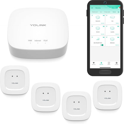 YoLink Water Leak Starter Kit: Hub + 6 Leak Sensor 1 (Silent), LoRa Long-Range, App/SMS/Email Alerts, D2D Offline Triggers, 2 AAA Up to 5-Year Battery, Compatible with Alexa/IFTTT/Home Assistant