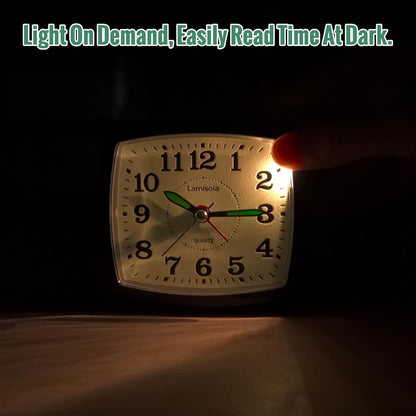 Lamisola Analog Travel Alarm Clock for Bedroom, Small Desk Clock Black