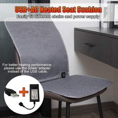 WOOLALA USB Heated Seat Cushion for Office Chair, Large Heating Area Cover | Therapy Heating Pad for Back, Lumbar, Hip, Thigh with 3 Temperatures Levels, 17In * 35.5In