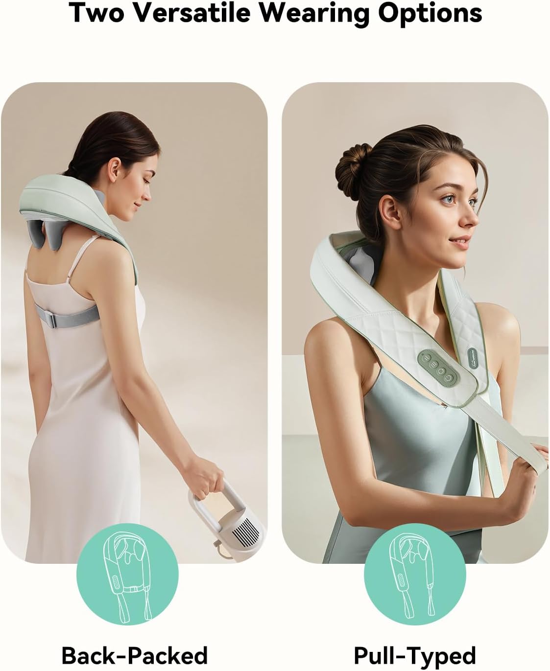 Snailax Cordless Neck & Shoulder Massager with Kneading, Heat, USB-C