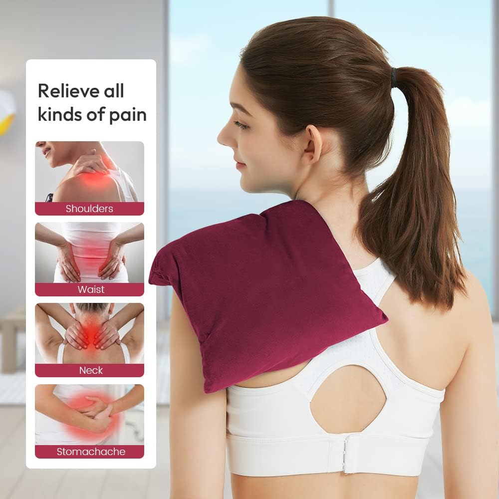 MORLIDEN Microwavable Heated Neck Wrap Warmer and Shoulder Weighted Heating Pad Microwave for Hot and Cold Compress - Purple