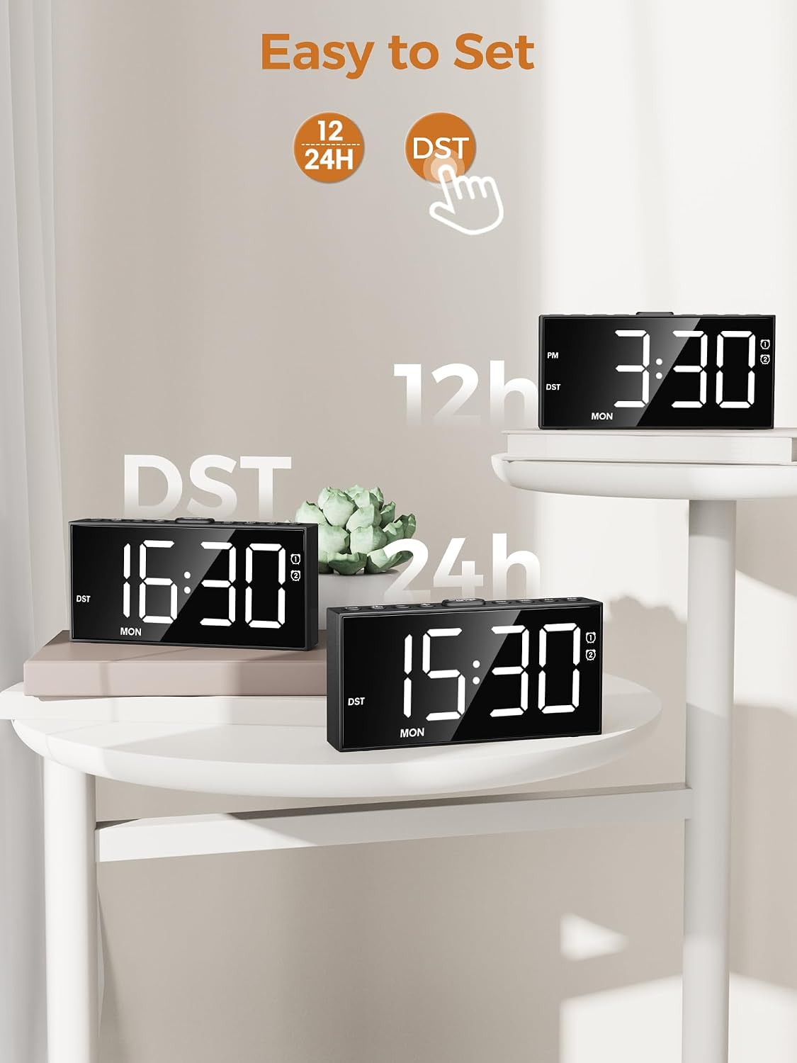 Vibrating Alarm Clock for Heavy Sleepers with Bed Shaker, 116dB Dual Alarms