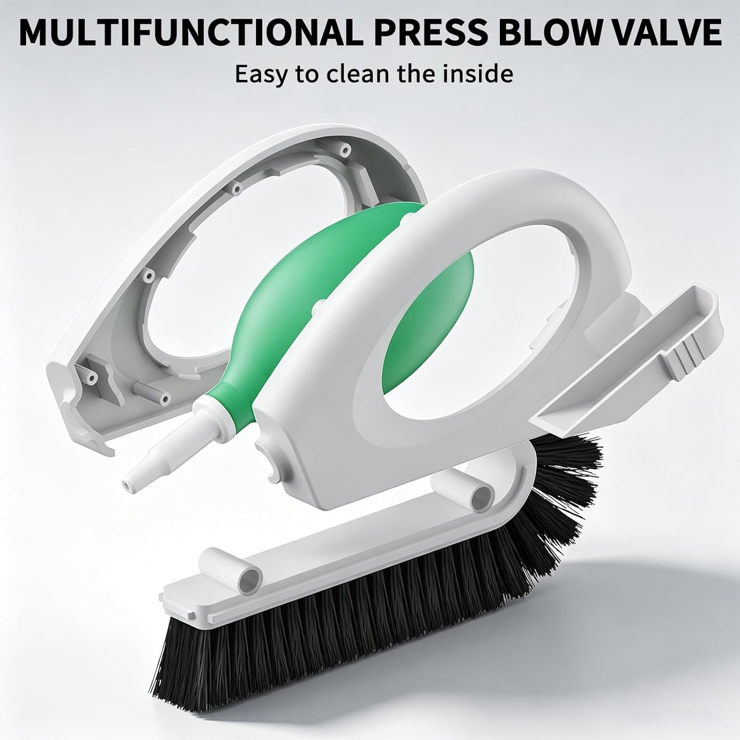 Allinside 2 in 1 Groove Cleaning Brush, Window Track Cleaning Tools with Soft Air Bulb, Press-to-Blow Crevice Cleaner for Sliding Door Tracks, Window Sills, Keyboards and Tight Spaces