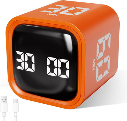 GuDoQi Multi-Function Cube Timer, 5/10/30/60 Min & Custom Count Down, Included Pause & Resume Feature, Silent, Vibrate & Adjustable Sound Alarm for Productivity in Tasks, Study & Kitchen, Purple
