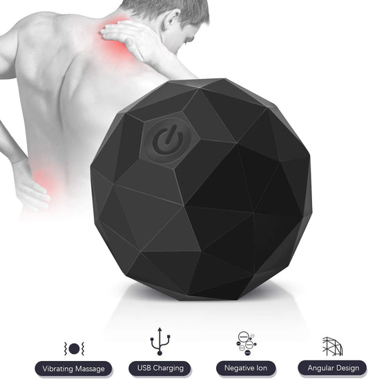 MEXITOP Electric Vibrating Massage Ball, 2-Speed Fitness Yoga Pilates Physical Therapy Massage Roller to Fight Sore Muscles,Washable Negative Ion Vibration Massages Ball for Muscle Recovery(Red)