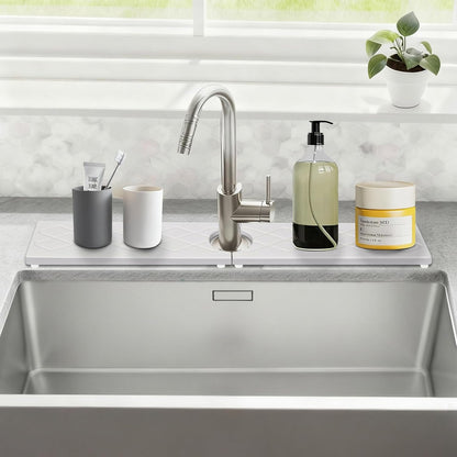 24 Inch Kitchen Sink Splash Guard, Sink Splash Guard Behind Faucet, Silicone Faucet Handle Drip Catcher Tray Mat for Kitchen, Bathroom Counter, Dark Gray, 23.6" x 4"