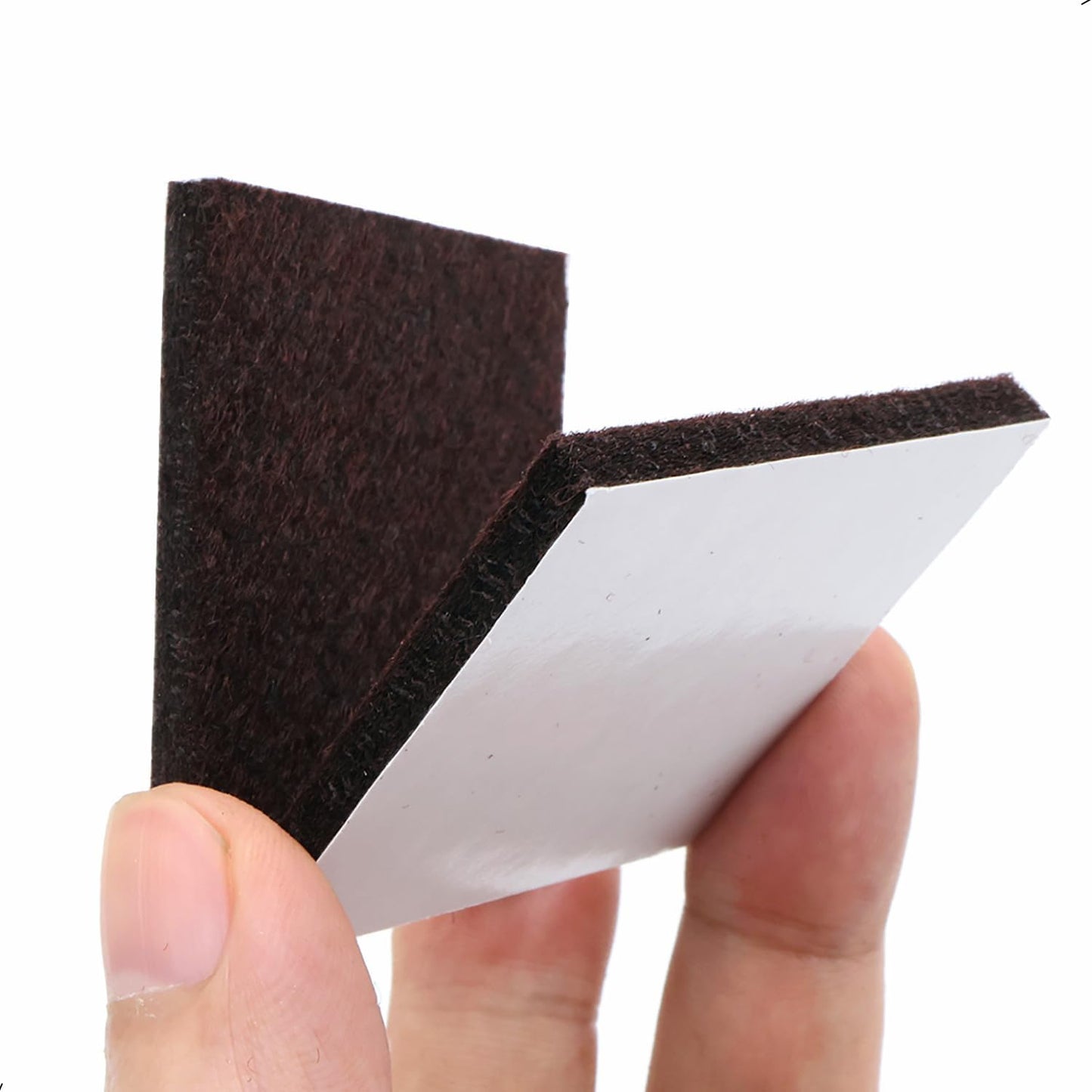 6Pcs Square Felt Furniture Pads, 4 inch x 4 inch Self Adhesive Cuttable Anti Scratch Floor Protectors for Furniture Legs Hardwood Floor, Brown, 100mm