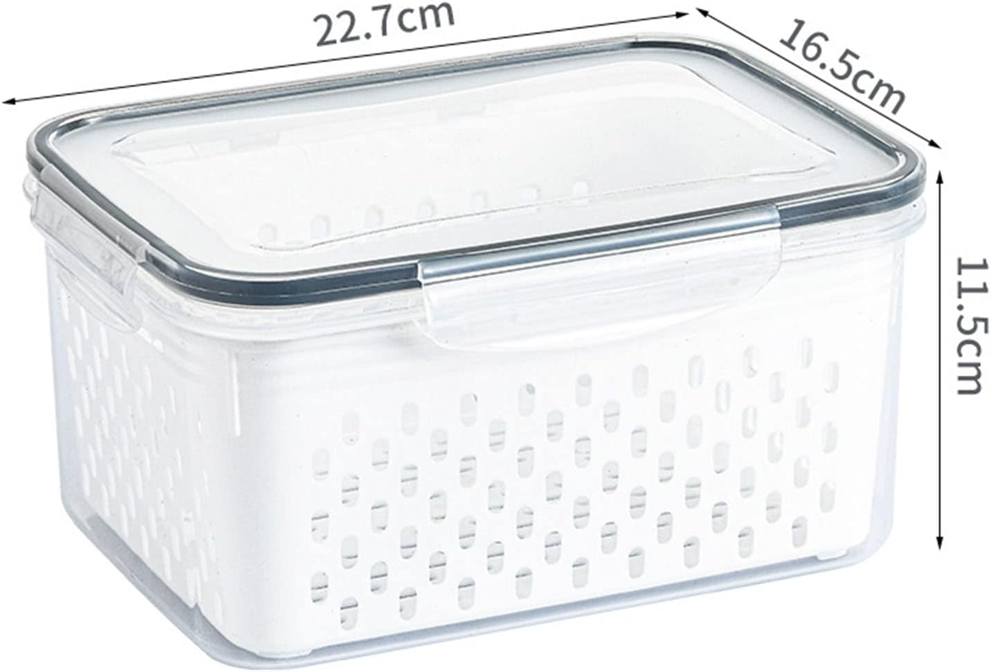 Fruit Storage Container for Fridge, Vegetable Produce Storage Saver Containers with Lid for Refigerator, Food Storage Containers with Colander, Plastic Fresh Keeper for Fruit Vegetable(1750ML)