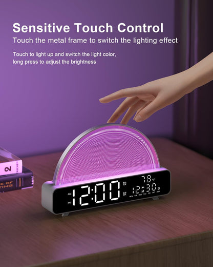 HAODINGMAI Sunrise Alarm Clock Wake Up Light with Sunrise Simulation White Noise Machine Touch Control Bedside Lamps Colors Atmosphere Lamp 30/60/90 Sleep Timer 13 Nature Sounds