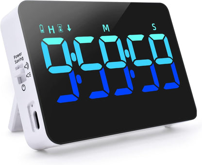PERSUPER Kitchen Digital Timer, Count Down Up, Rechargeable, Vibration Mode | Adjustable Volume and Brightness LED Display, Time Management Cook, Desk, Kids Adults Study Teaching, Kitchen Gadgets RGB ﻿
