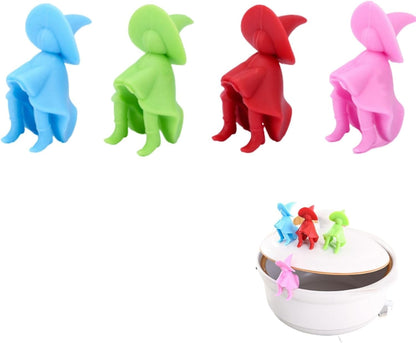 4 Pcs Pot Lid Lifter Silicone Spill Proof Lid Lifter Splash-Proof Steam Release Pan pot lid lifter Kitchen Tool Decoration Pot Lid & Cute Kitchen Accessories (Blue)