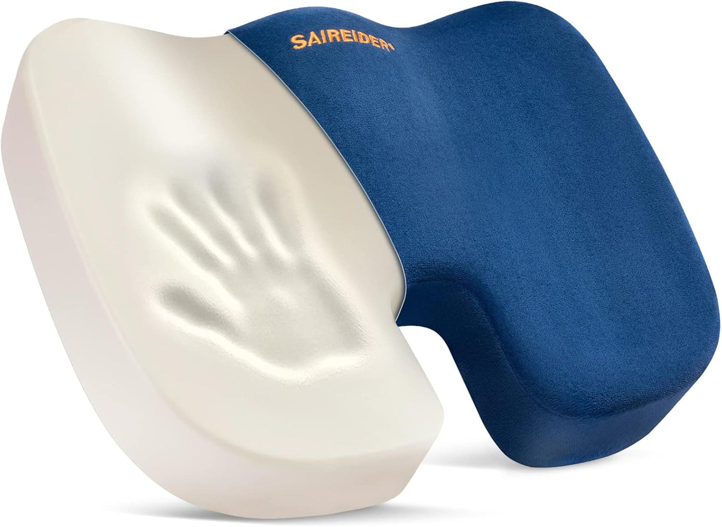SAIREIDER Office Chair Cushion, Car Seat Cushion, Memory Foam Coccyx Cushion Pads for Tailbone Pain, Sciatica Relief Pillow, Correct Sitting Posture (Black)