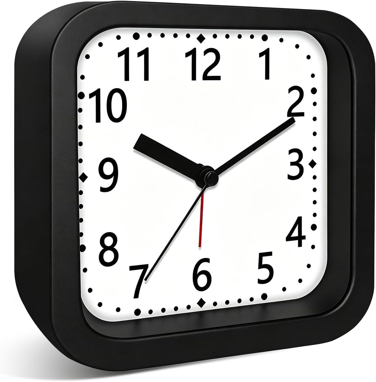 Loud Alarm Clock for Heavy Sleepers, 4.5" Simple Square Analog Alarm Clocks with Silent Movement Battery Operated Easy-to-Read Dial, Plastic Small Desk Clock for Bedroom Teens Seniors, Black