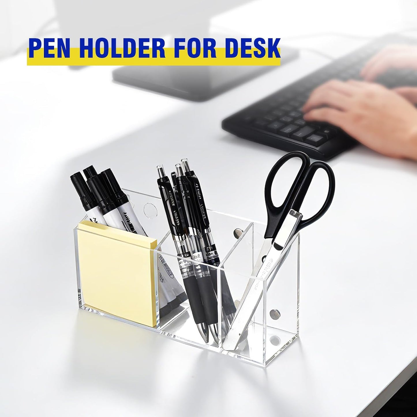 Magnetic Marker Holder for Whiteboard, Fridge, Teacher Must Have | Acrylic Magnet Dry Erase Pen Holder for Refrigeator, Anti-slip Pencil Holder for Classroom, Locker Organizer Accessories
