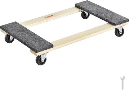 VEVOR Furniture Dolly, 4 Pack 6-Inch Steel Tri-Dolly with 360° PP Swivel Wheels and Non-Slip Cap, 3 Wheels Furniture Lift Mover Tool Set for Moving Heavy Furniture Refrigerator Sofa