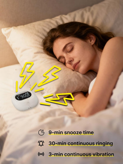 Vibrating Alarm Clock Bed Shaker Travel Clock, Rechargeable 3000mAh Battery