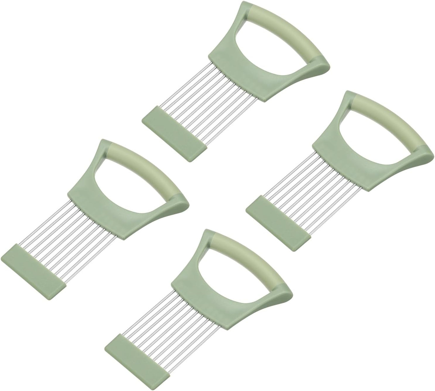 uxcell Onion Slicer Holder, Stainless Steel Vegetable Cutting Holder Food Cutter Tool for Slicing Storing Onions Tomatoes Potatoes Avocados Apples, Green