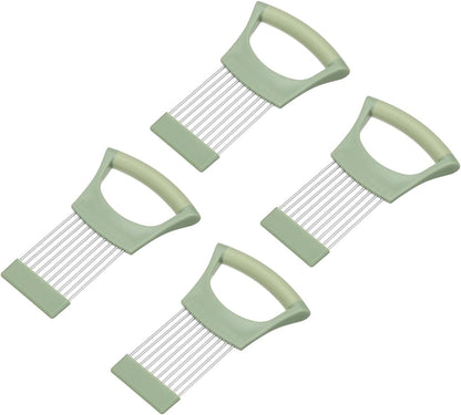 uxcell Onion Slicer Holder, Stainless Steel Vegetable Cutting Holder Food Cutter Tool for Slicing Storing Onions Tomatoes Potatoes Avocados Apples, Green