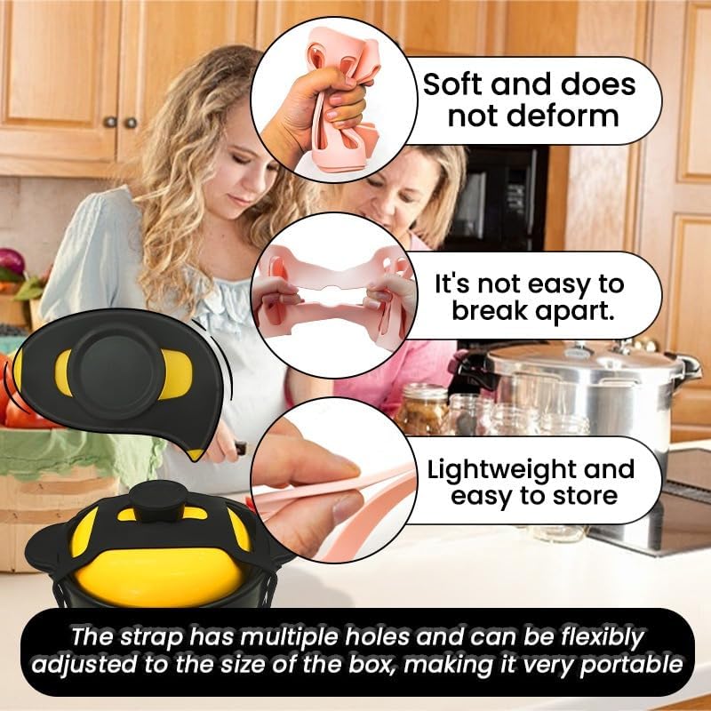 Silicone Lid Lock Strap for Crockpot Slow Cooker (6/7/8 Quart) - Universal Rubber Band Secure Lid Holder | Heat-Resistant, No-Spill Design Transport Accessories(Black)