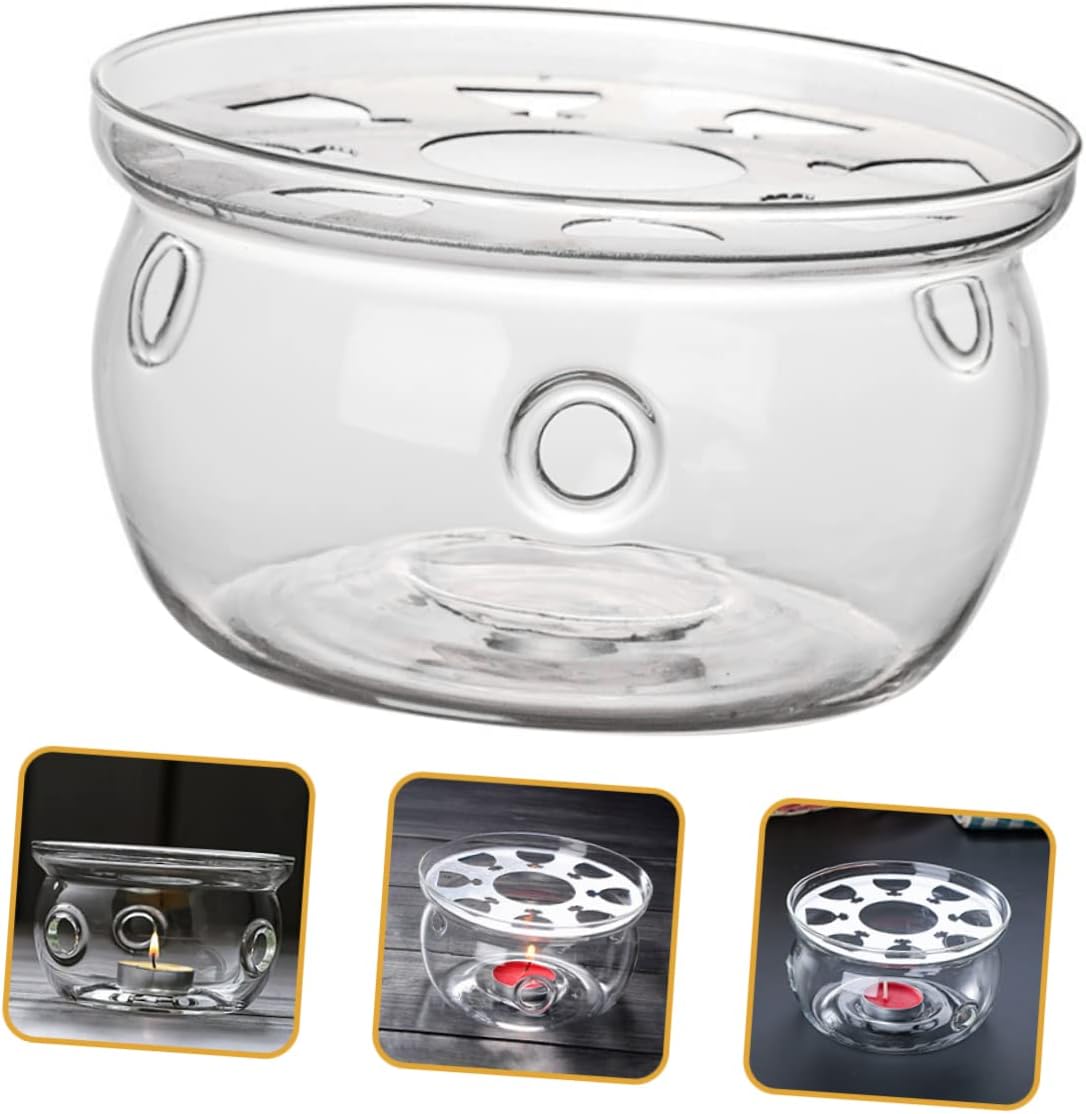 Glass Teapot Warmer with Heating Base Practical Desktop Tea Warmer for Home Use Convenient for Warming Tea and Food Compact Design for