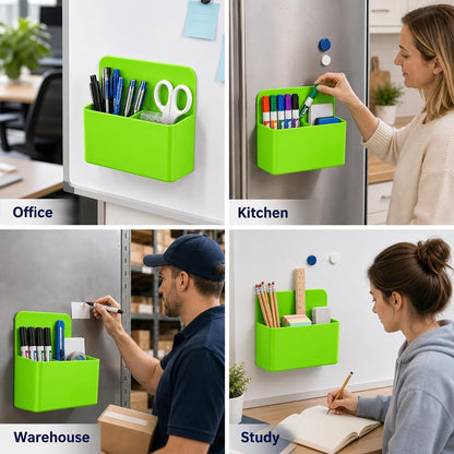 Magnetic Pencil Pen Holder, 2 PCS Magnetic Dry Erase Marker Holder for Whiteboard, Black White Magnet Storage Pencil Cup Case Fridge Organizers Locker Accessories for Office School Teacher Must Haves