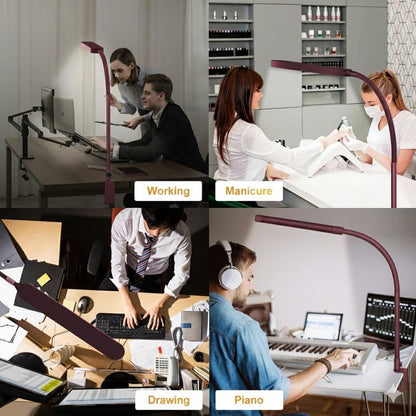 SKYLEO Desk Lamp for Home Office, Eye Comfortable LED Desk Light for Long Hours, Adjustable Swing Arm with Memory Function, Black