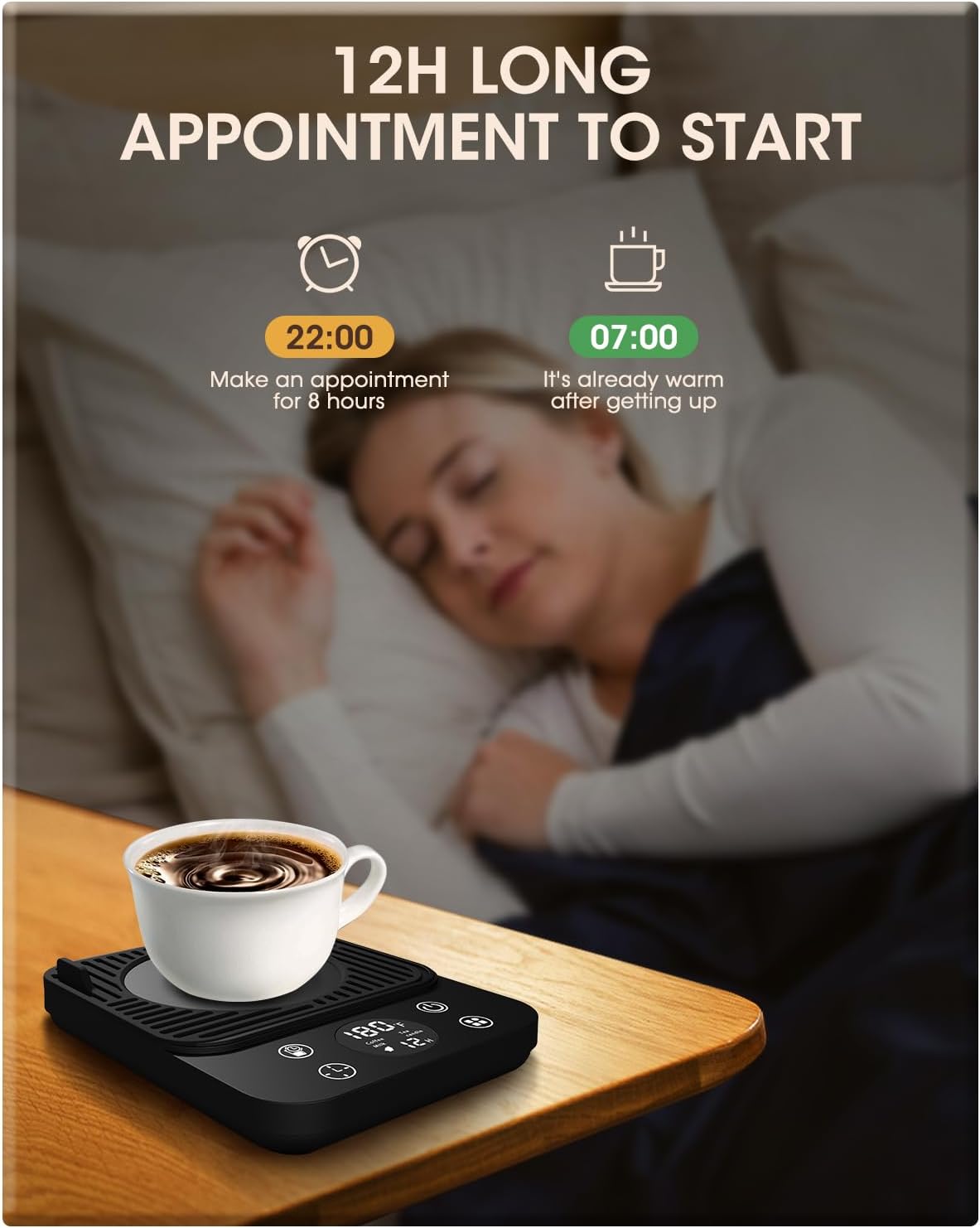 Coffee Mug Warmer for Desk, Upgraded Smart Electric Coffee Warmer, 1H Drink Water Reminder, 4 Mode, 8H Auto Shut Off, 9 Temperature, 12H Timer, Gifts for Women and Men