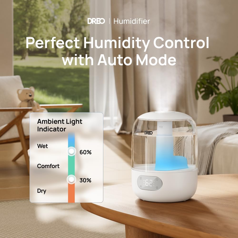 DREO Smart Humidifiers for Bedroom Baby, 30H & 28dB for Nursery