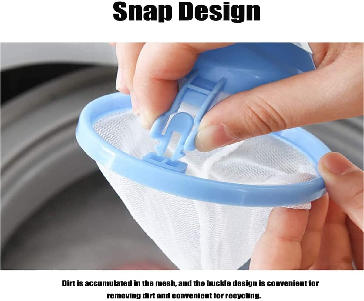 New Washing Machine Hair Filter Cleaning Mesh Bag Home Floating Catcher Pouch Laundry Lint Mesh Bag Cozy Bed Hurricane (Blue)