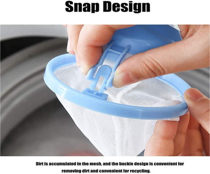 New Washing Machine Hair Filter Cleaning Mesh Bag Home Floating Catcher Pouch Laundry Lint Mesh Bag Cozy Bed Hurricane (Blue)