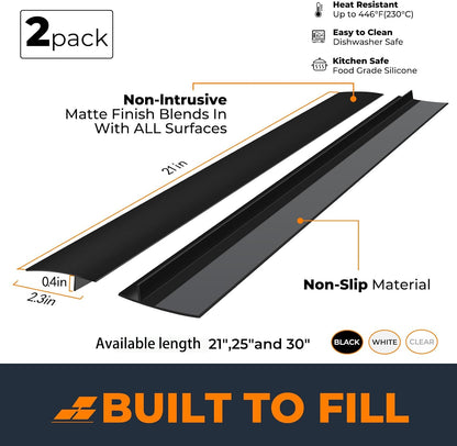 SEVCHY Silicone Stove Gap Covers (2 Pack), Oven Gap Filler, Heat Resistant Stove Gap Filler, Seal Gap Between Stovetop and Counter, Easy Clean (21 inch, Black)
