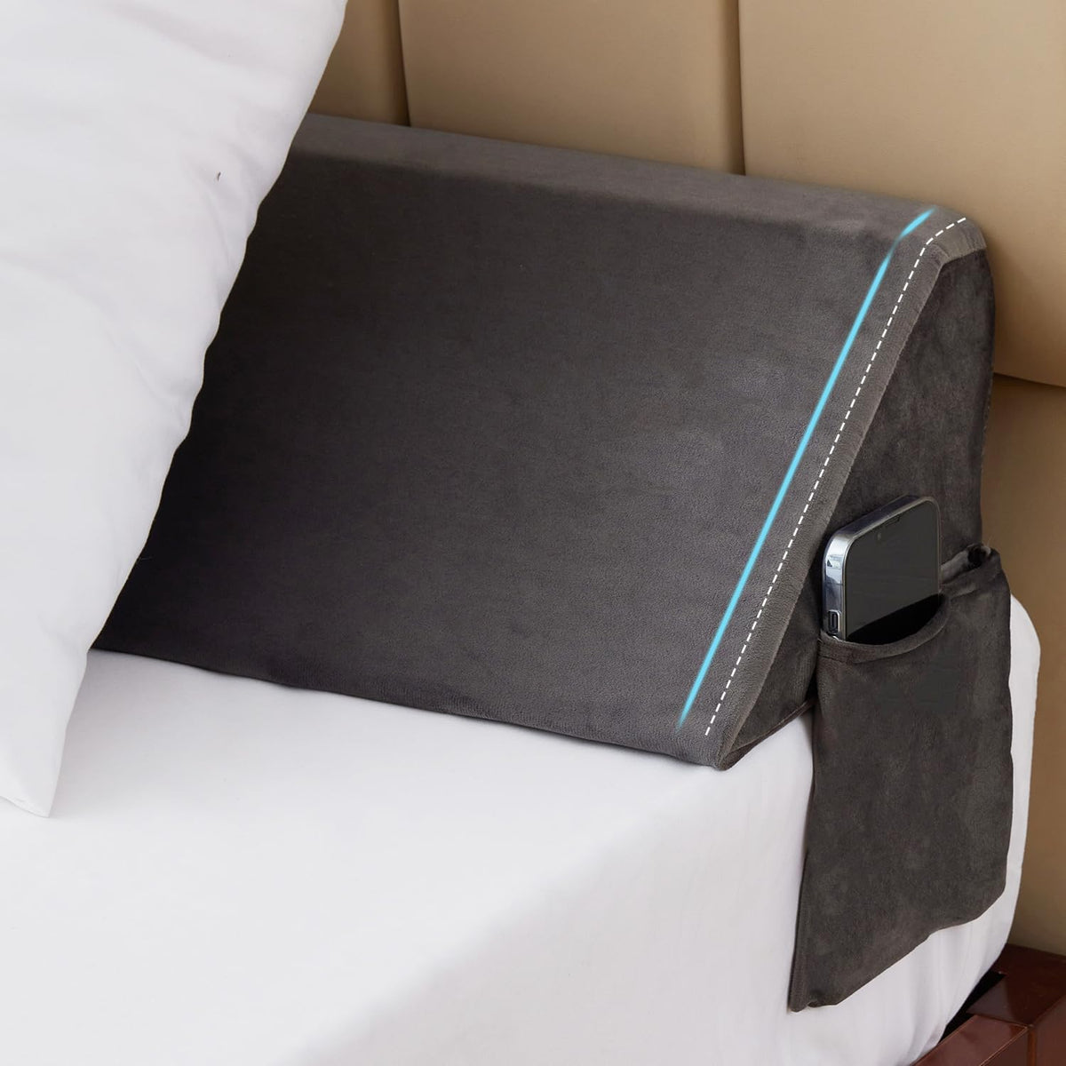 Bedluxe King Bed Wedge Pillow for Headboard, Fill The Gap (0-7")