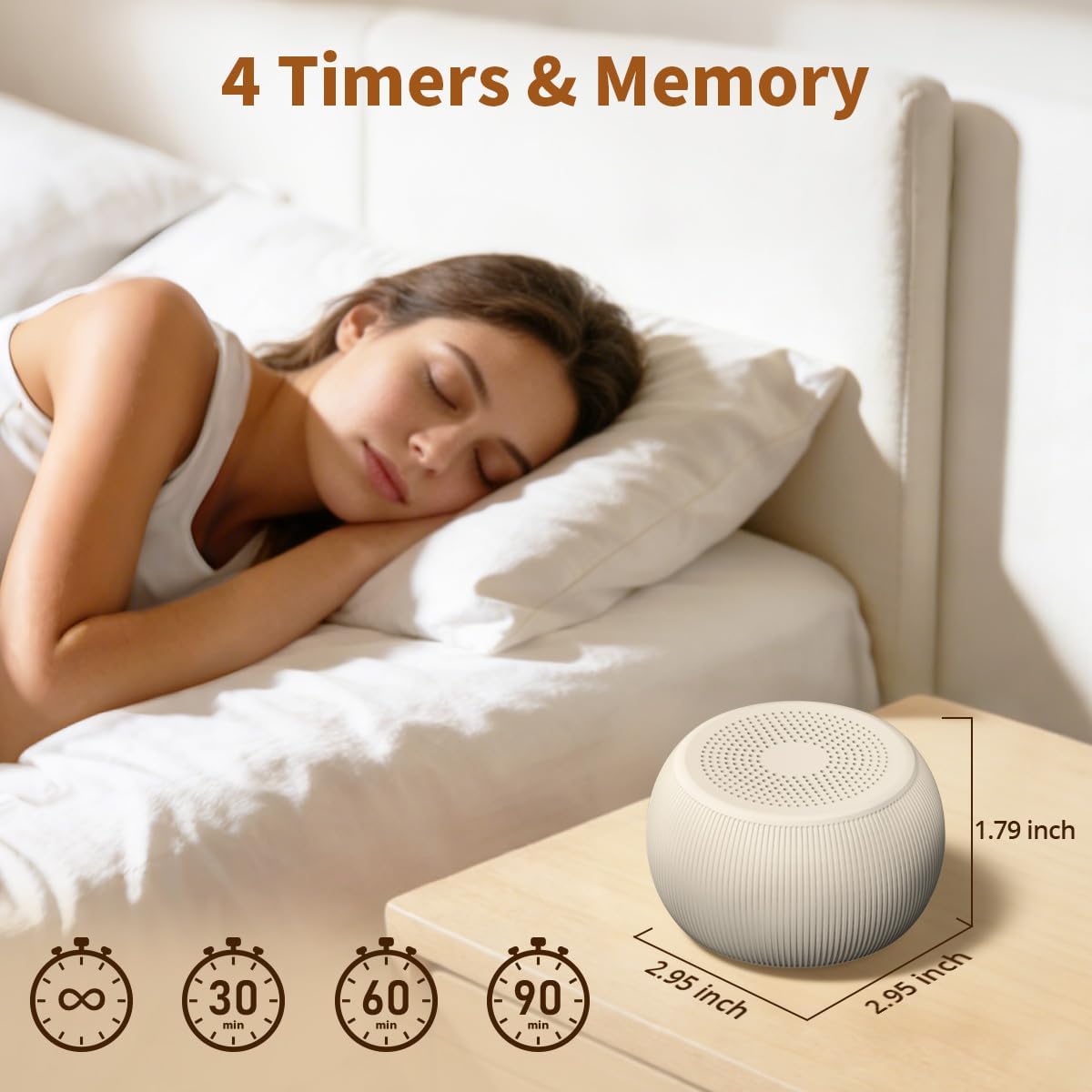 Portable Travel Sound Machine White Noise Machine 40h Battery Brown Noise Machine 30 Soothing Sounds & Hushing Sound for Baby 4 Timers Memory Function 32 Adjustable Volume for Kids Adults Home Office