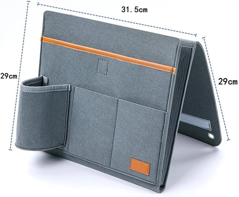 Bringsine 5 Pockets Bedside Caddy, Felt Bed Storage Organizer Hanging Bag Holder for Magazine Book Phone Tablet iPad Cables Remote and Glasses Holder Home Dorm Bed Sofa-Black