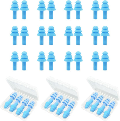 Ear Plugs for Sleeping,12 Pair Earplugs Noise Canceling Soft Silicone Ear Plug Reusable Earplugs for Sleep,Concert,Swimming,Study,Loud Noise,Snoring(Black Blue Purple)