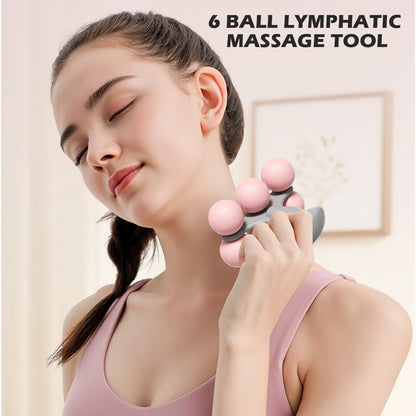 Lymphatic Massage Roller for Cellulite Remover Body Sculpting - Handheld Cellulite Massage Tool for Body Bloat Blood Circulation Lymphatic Drainage Pink