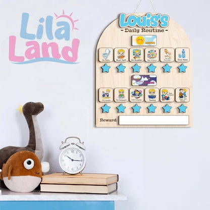 Wooden Chore Chart for Kids, Wooden Daily Routine Chart for Kids, Visual Schedule for Kids, Chore Reward Chart, Bedtime Morning Routine Chart for Toddlers