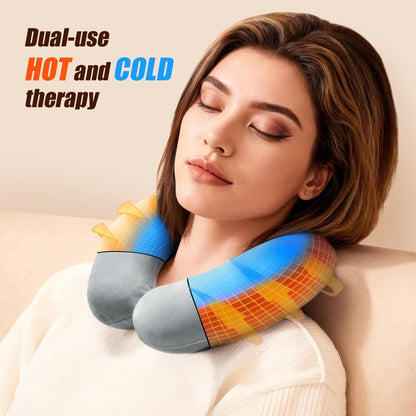 U-Shaped Hot Water Bottle with Fleece Cover 850ML Hot & Cold Water Bag Therapy Heating Pad for Pain Relief Neck Shoulder Hand Warmer Relaxing Protection Blue