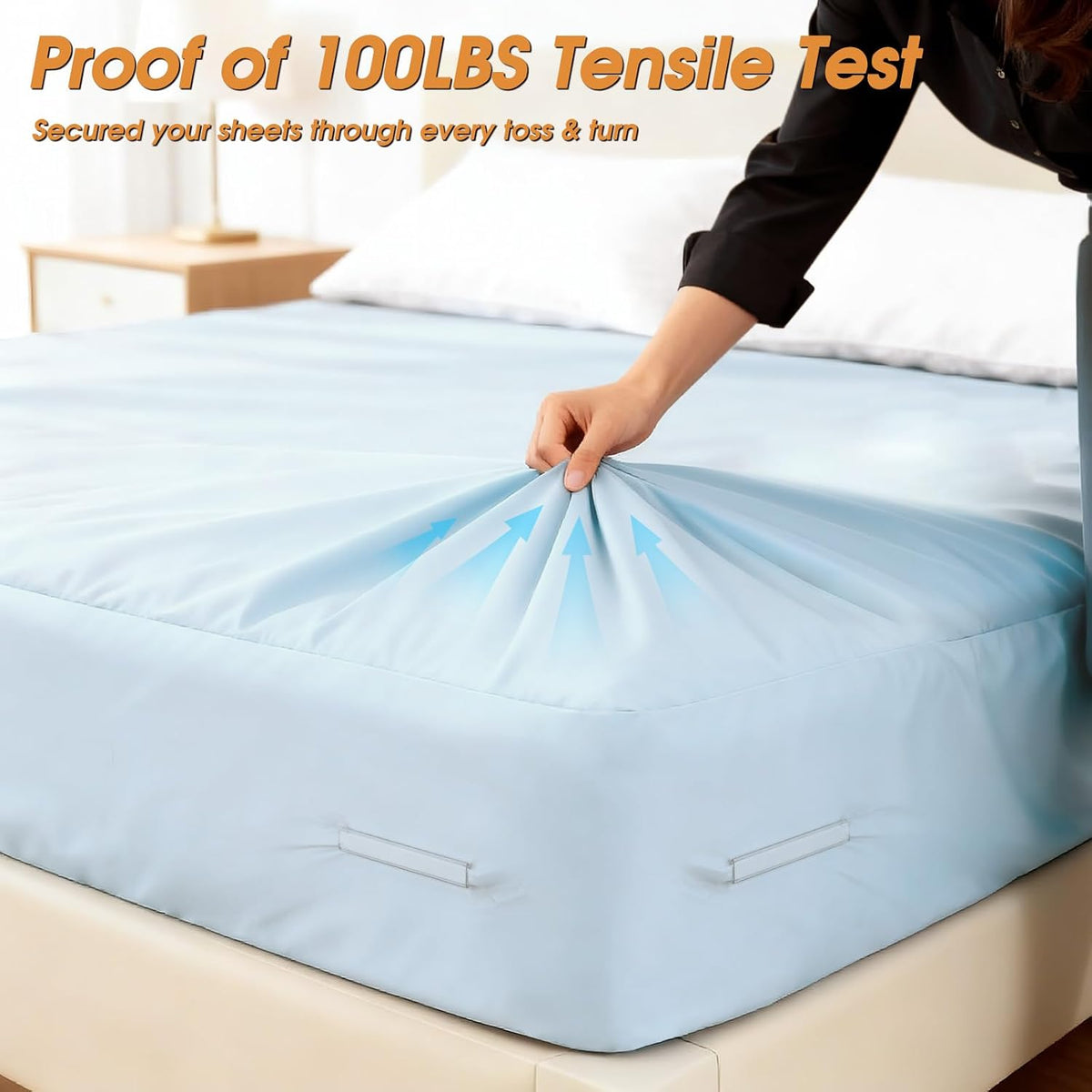 No-Slip Sheet Holders - One Time Install Bed Sheet Holders for Corners - Heavy Duty Sheet Grippers Keep Sheet Firm & Tight - 4Pcs Fitted Sheet Holder Clips for Twin Full Queen King