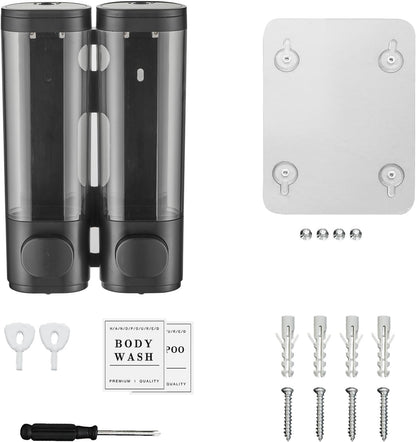 Shampoo and Conditioner Dispenser,Shower Soap Dispenser 3 Chamber No Drill Wall-Mounted Shampoo Dispenser for Shower Wall Mounted Shower Dispenser for Bathroom Hotel Large Capacity,Black